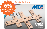 mta credit card with scrabble letters and cash back offer
