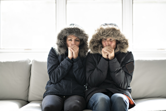 couple freezing inside